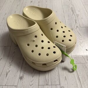 Crocs Siren Clog Platform Heel Bone Beige Women Size US 12 Slip On NEW NWT White